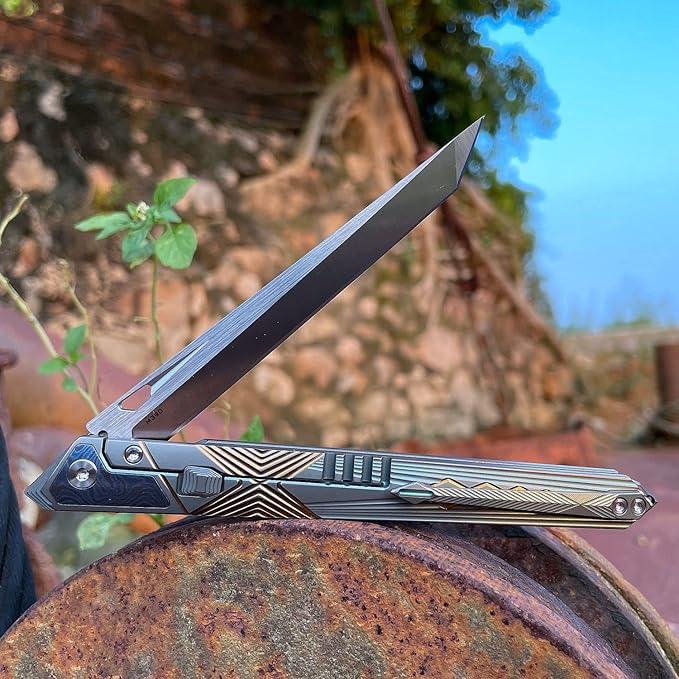 Folding Pocket Knife M390 steel folding knife with Front Flipper Opener,TC4 titanium handle with