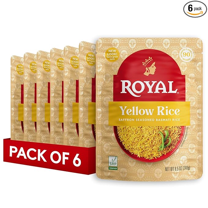 Royal Ready to Heat Saffron Seasoned Yellow Basmati Rice (8.5oz, Pack of 6)