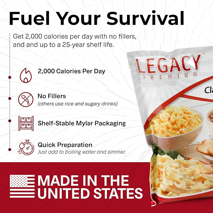 Legacy Food Storage 120 Serving Emergency Food Supply Bucket, 15 Entrees, 45,720 Total Calories