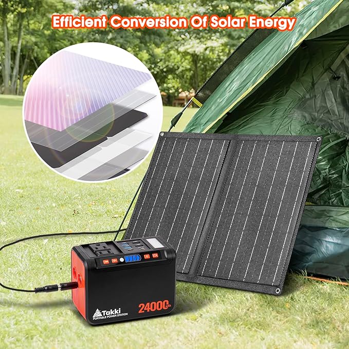 Takki 120W Peak Solar Generator Portable Power Station with 21W Panels, 88Wh Solar Charger Power