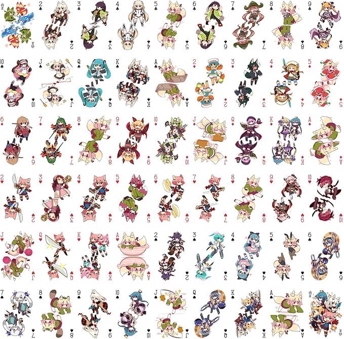 Anime Playing Cards # Poker Deck 54 Cards All Different # NAGA U Kawaii Anime Chibi Cute Manga
