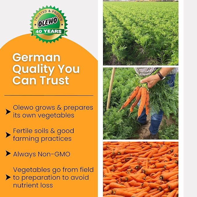 Olewo Original Carrots for Dogs - Fiber for Perfect Poop, Dehydrated Dog Food Toppers for Picky