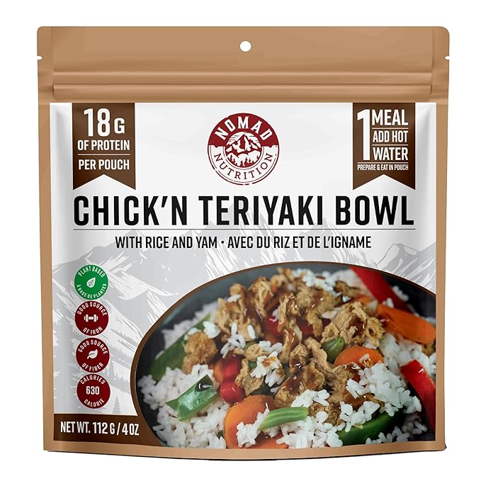 Nomad Nutrition Chick'n Teriyaki Bowl | Instant Freeze Dried Backpacking & Camping Food |