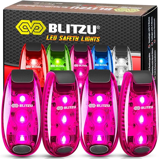 4 Pack LED Safety Light, Clip on Reflective Gear Lights for Walking at Night, Running, Jogging