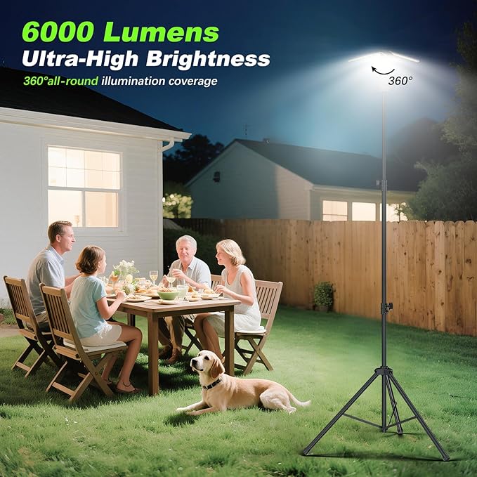 Camping Lights with Remote & Stand 8.2 Ft,14000 mAh Rechargeable Camping Lantern Tent Light, 6000