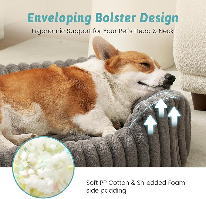 Orthopedic Pet Bed for Small Dogs & Cats - Washable Rectangle Pet Bed with Anti-Slip Bottom, Soft