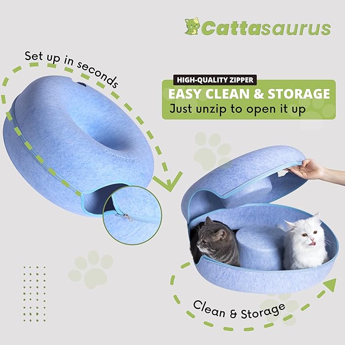 CATTASAURUS Peekaboo Cat Cave for Multiple & Large Cats Up to 30-45 Lbs, Scratch Detachable &