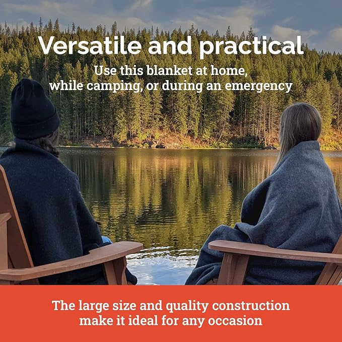 EPG Extra Large Wool Blanket with Zippered Bag | Warm, Comfortable, Stylish, Military | XL