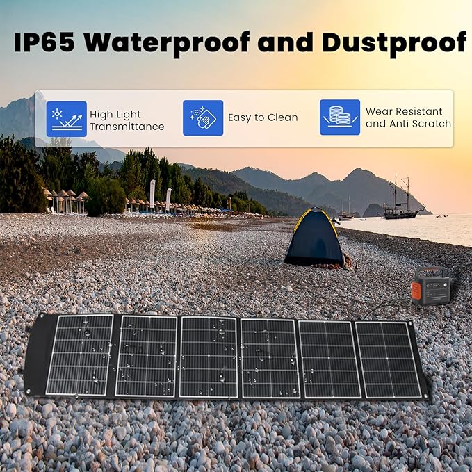 200 Watt Portable Solar Panel, Foldable Solar Panel Charger with Kickstands, QC3.0 USB-A USB-C &
