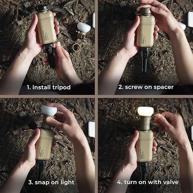 NESTOUT Rugged Outdoor Camping LED Lantern w/ Mini Tripod, Dimmable USB Powered Soft LED Light