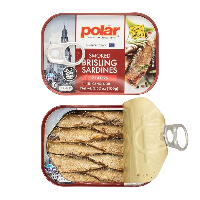 MW Polar Smoked Brisling Sardines in Canola Oil, 3.52 oz Can, Wild Caught (Pack of 1)