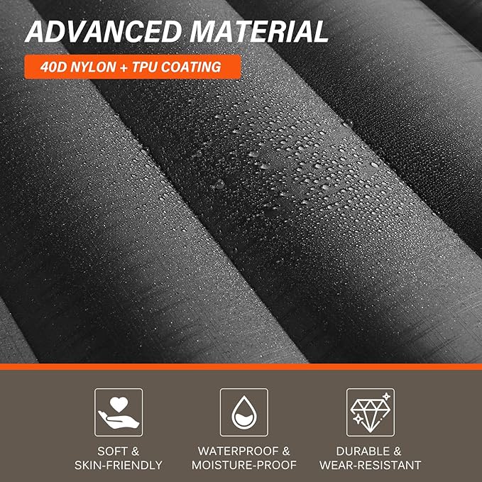 TOBTOS Inflatable Camping Sleeping Pad with Pillow, Thick 6 Inch Ultralight Sleeping Pad with