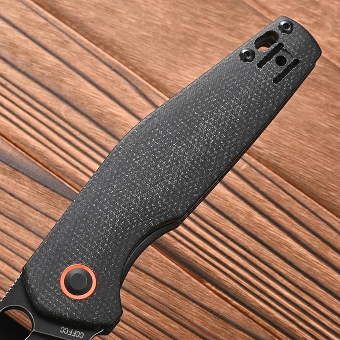 FF5 Folding Pocket Knife,DC53 Steel Blade Micarta Handle with Pocket Clip for Outdoor Camping