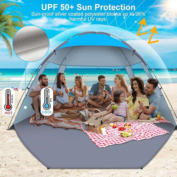 Gorich Beach Tent Sun Shelter for 3/4-5/6-7/8-10 Person with UPF 50ï¼?UV Protection, Lightweight &