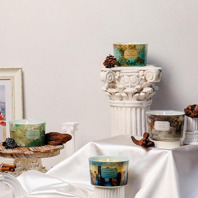HomeLights High Summer Night Scented Candles | 18oz Soy Candles Industrial Chic 4-Wick Large Candle