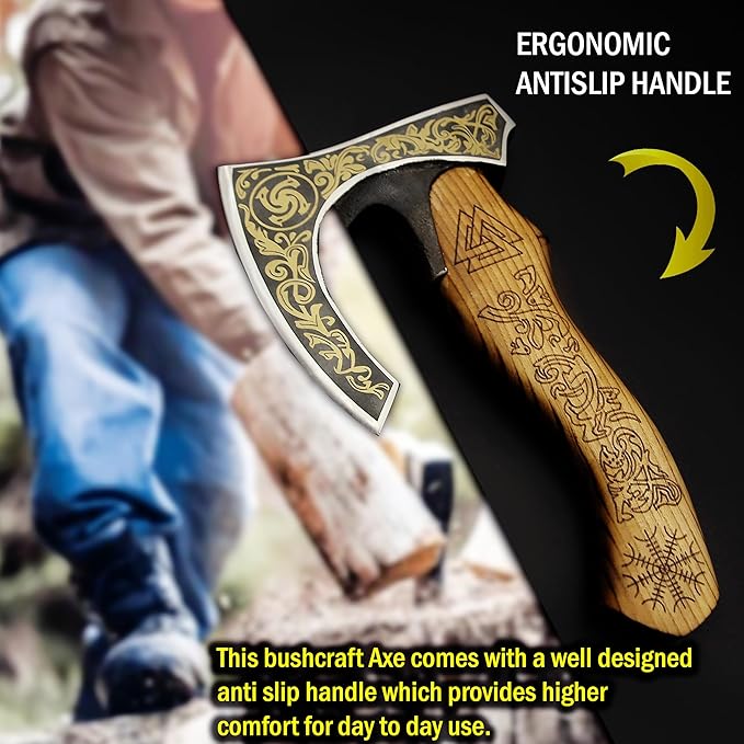 SHINY CRAFTS-Viking axe bearded axe tomahawk birthday gifts-Viking Axe with Carbon Steel Head and