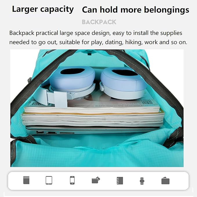 16L Lightweight Foldable Hiking-Backpack Small Packable-Daypack For Travel,Ultralight
