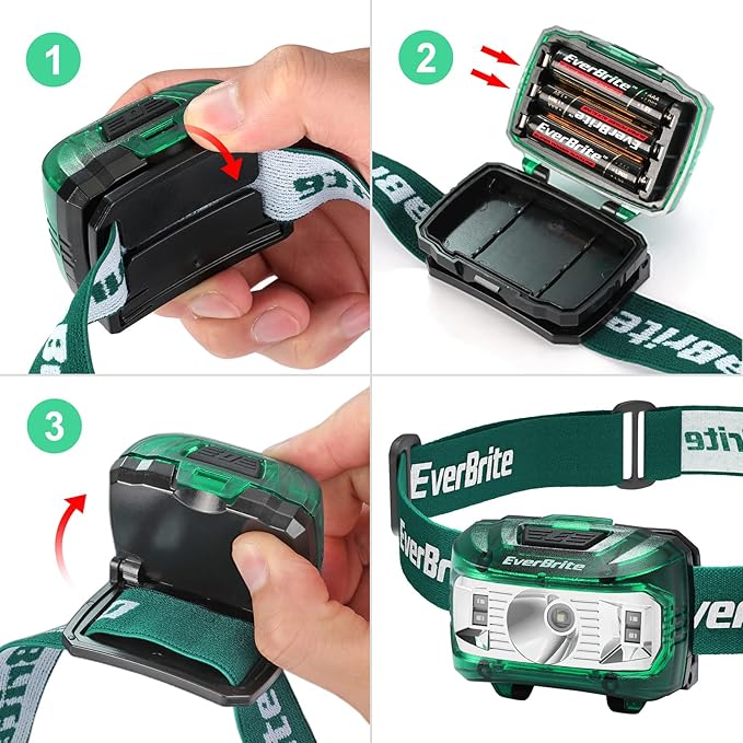 EverBrite Headlamp, 2 Pack Kids Headlamp with Red Light and Memory Function, Head Lamp for Adults