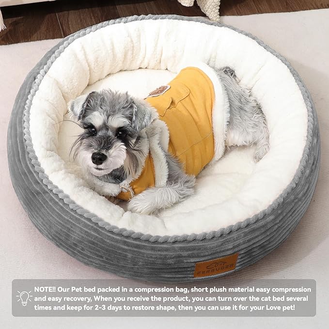23in Round Cat Dog Bed for Large Medium Small Dogs Cats, Machine Washable Sleeping Sofa, Non-Slip