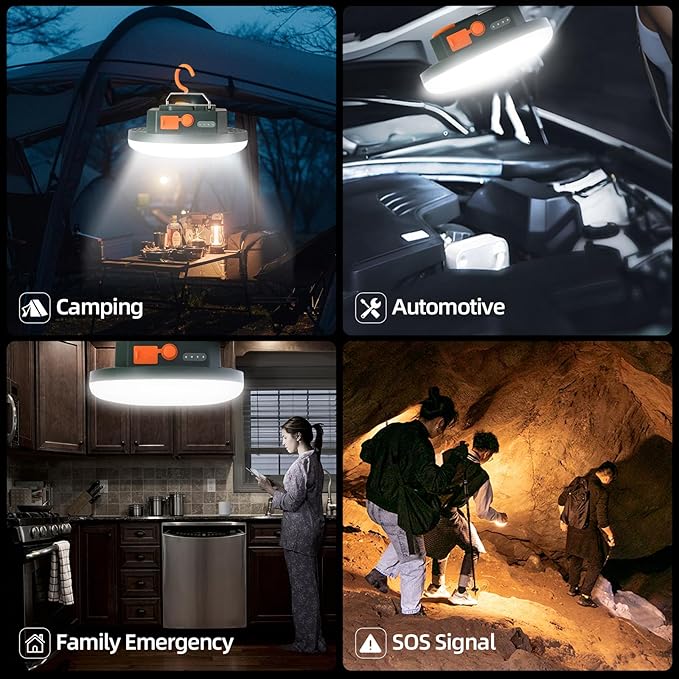 Camping Pop up Tent Light for Hanging, LED Rechargeable Portable Overhead Lantern for Vendor