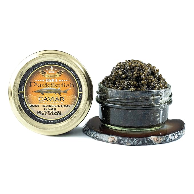 OVERNIGHT SHIPPING - OLMA American Paddlefish Black Caviar - Medium Grey Pearls, Smooth Flavor - 2