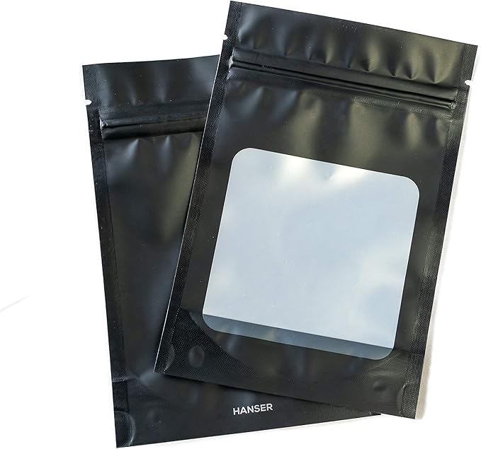 HANSER | Smell Proof Odorless Mylar Resealable Foil Pouch Bags with clear Window | Stand up bottom