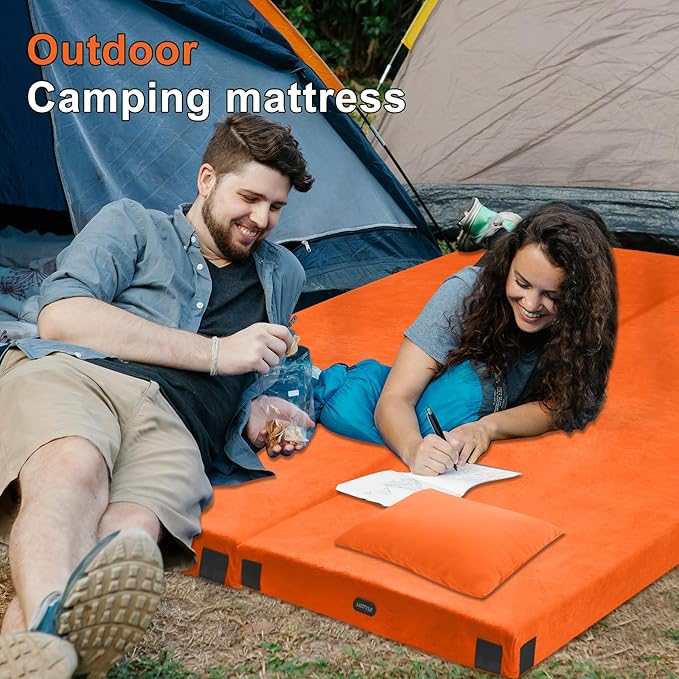 Memory Foam Camping Mattress pad, Comfortable Thick Floor Sleeping Mat for Adults with Waterproof