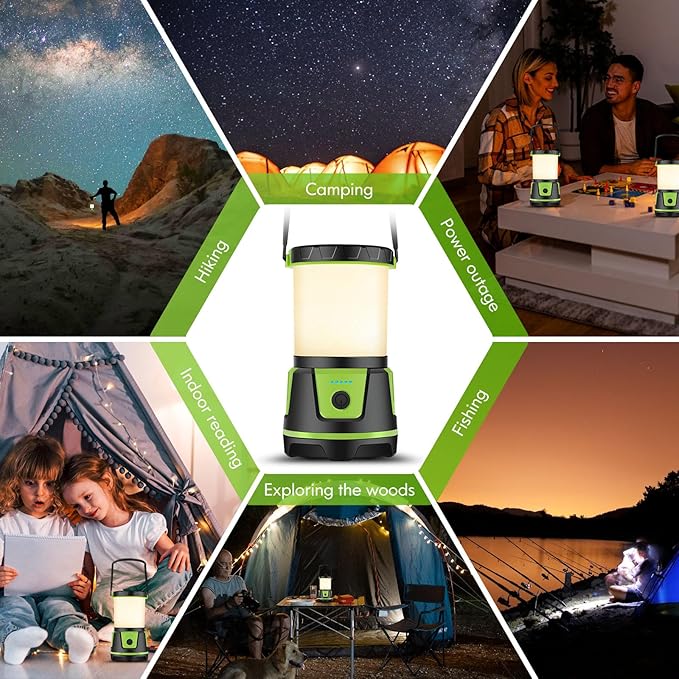 Rechargeable Camping Lantern 3000 Lumens ??LED Flashlight with 5 Modes, IP54 Waterproof, 7500mAh