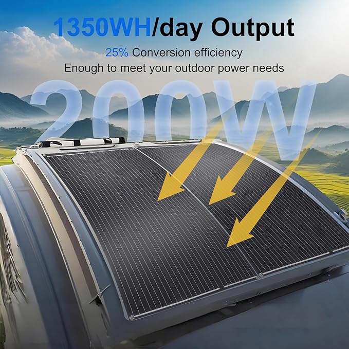 200W Flexible Solar Panel Kit Lightweight Monocrystalline Ultra-Flexible Bendable Mono Off-Grid