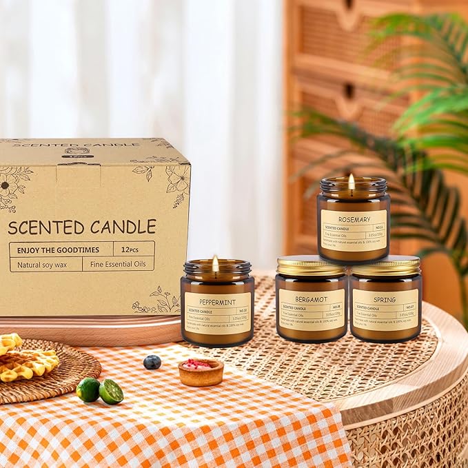 12Pack Scented Candle Set - Aromatherapy Candle Gift Set ??Long Lasting Jar Candles for Men| Women