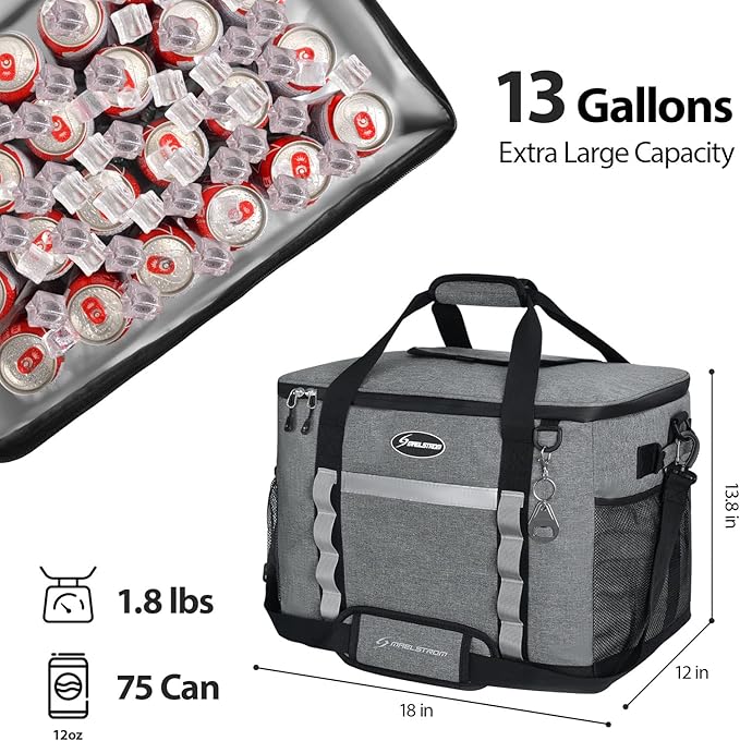 Maelstrom Collapsible Soft Cooler Bag, 24/30/60/75 Cans Beach Cooler, Ice Chest, Leakproof &
