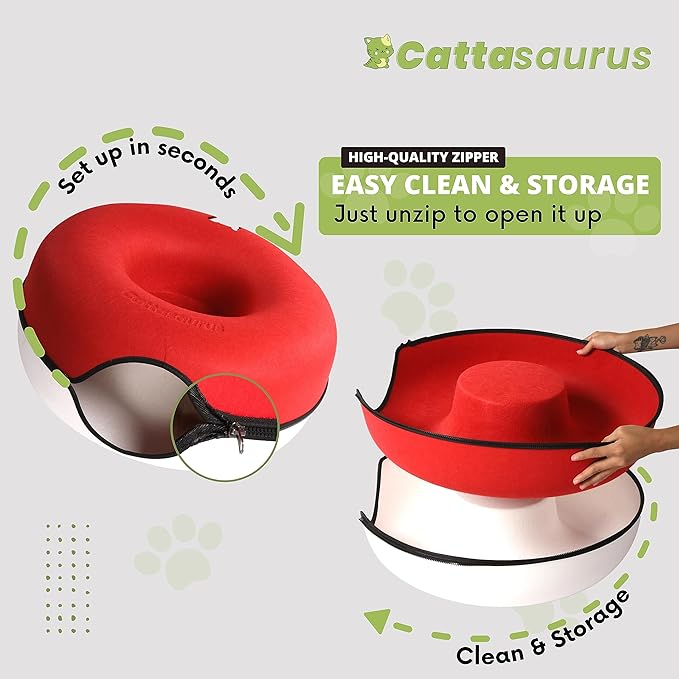 CATTASAURUS Peekaboo Cat Cave for Multiple & Large Cats Up to 30-45 Lbs, Scratch Detachable &