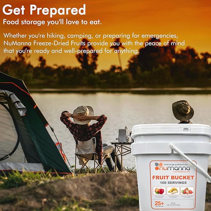 Numanna Freeze-Dried 6 Fruit Bucket ??600 Servings | Apples, Bananas, Strawberries | Healthy Snack