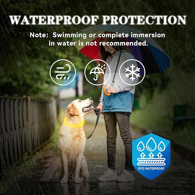 Light Up Led Dog Collar Rechargeable Waterproof, Glow in Dark Dog Collar, TPU Cuttable Lighted Dog