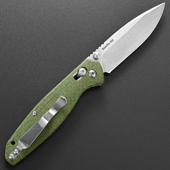 Eafengrow EF966 Folding Knife D2 Blade Micarta Handle with Pocket Clip EDC Tactical Knife thumb