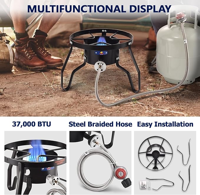 ARC 55,000BTU Propane Burner Camping Stove,Outdoor Gas Stove Burner Cooker for Cooking for Turkey