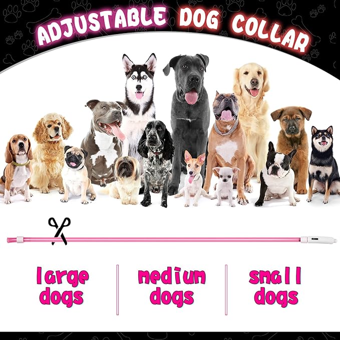 Frienda 4 Pcs Dog Collar LED USB Rechargeable Lights Dog Necklace Collars Doggy Lights for Night