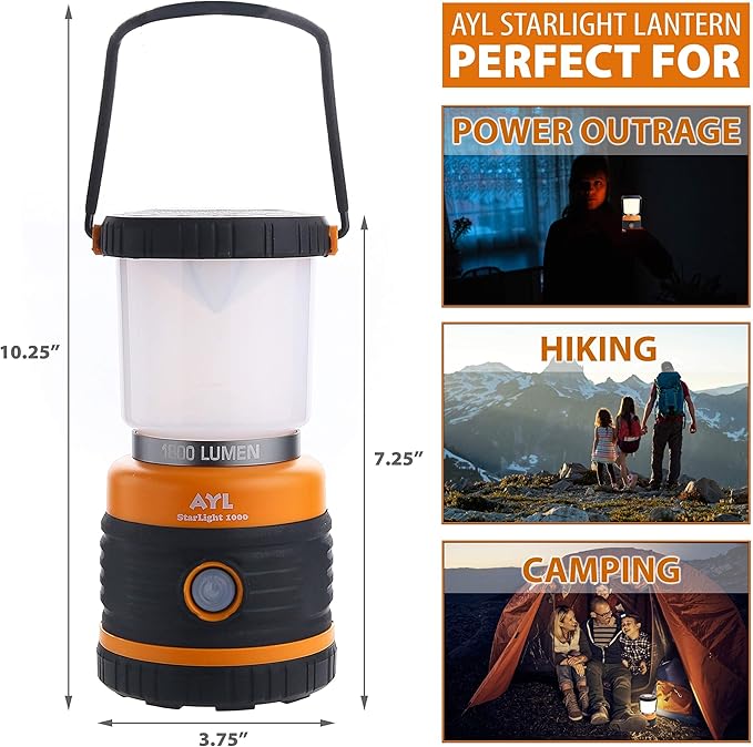 LED Camping Lantern Rechargeable, 1800LM, 4 Light Modes, 4400mAh Power Bank, IP44 Waterproof