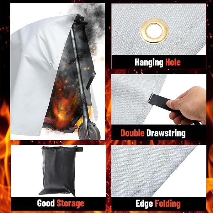 Fireproof Lithium Battery Cover 79 x 79 Inches Ebike Battery Fire Protection Extinguisher Isolate