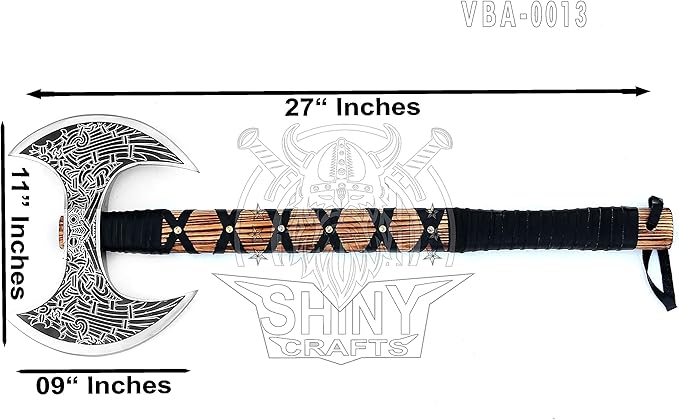 SHINY CRAFTS- Camping Axe Tomahawk Viking Bearded Axe Christmas gifts-27 Long Odin's Double Edge