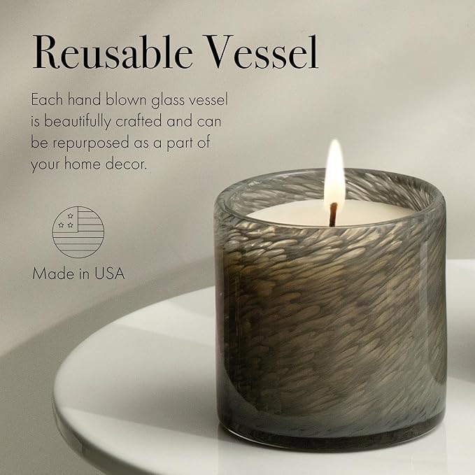 LAFCO New York Classic Candle, Paradiso Fig - 6.5 oz - 50-Hour Burn Time - Reusable, Hand Blown