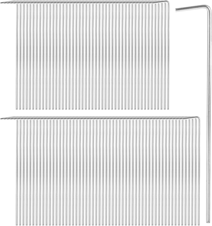 MIVIDE 100 Pack 8.26 inch Tent Stakes, Galvanized Steel Metal Tent Stakes Pegs, Garden Stakes
