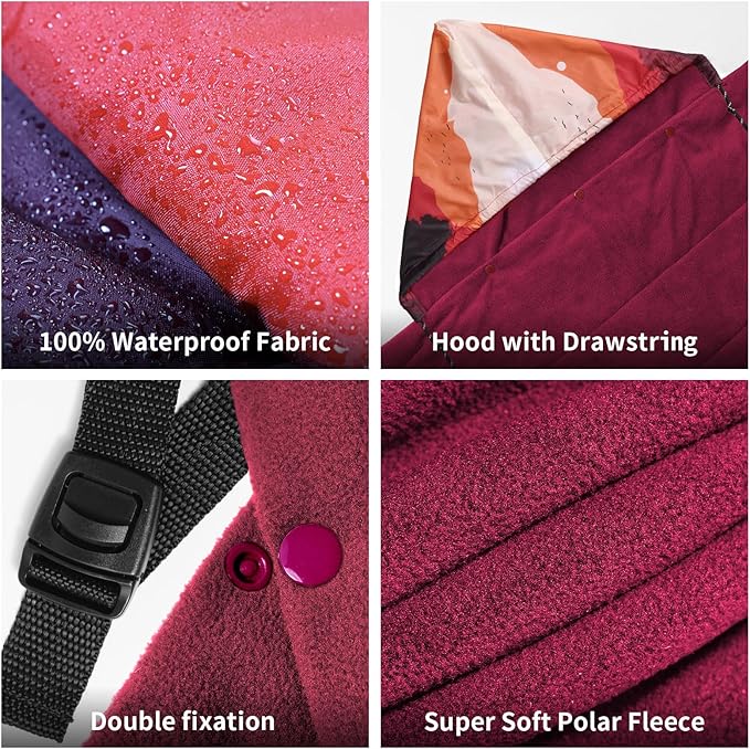 Waterproof Stadium Blanket, Soft Warm Fleece Camping Blanket Wearable Camp Blanket for Outdoor