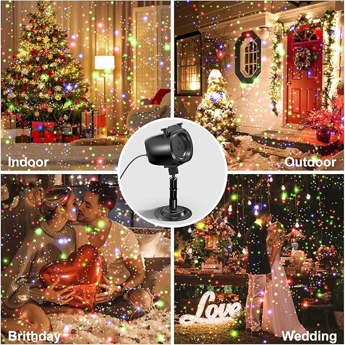 Christmas Laser Projector Light Outdoor, RGB 3 Colors Laser Lights with 24 Patterns, IP65