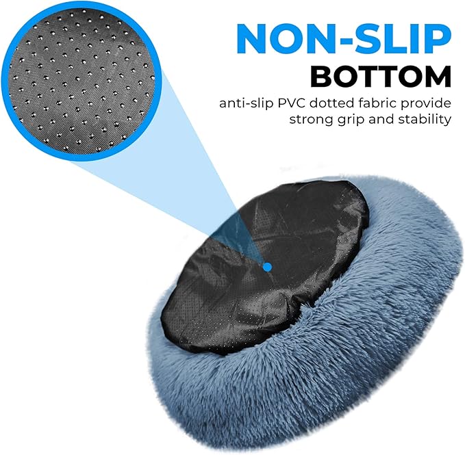 Whiskers & Friends Cat Bed Dog, Cat Beds for Indoor Cats, Orthopedic Soft Fluffy Round Calming Pet