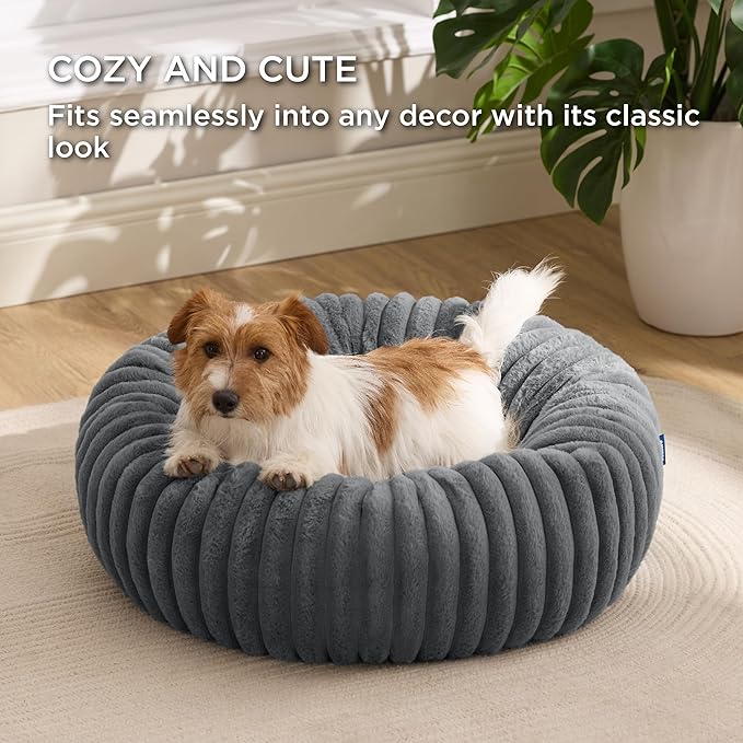 Bedsure Donut Small Dog Bed - Dog Beds for Small Dogs with Corduroy Fleece & Anti Slip Bottom