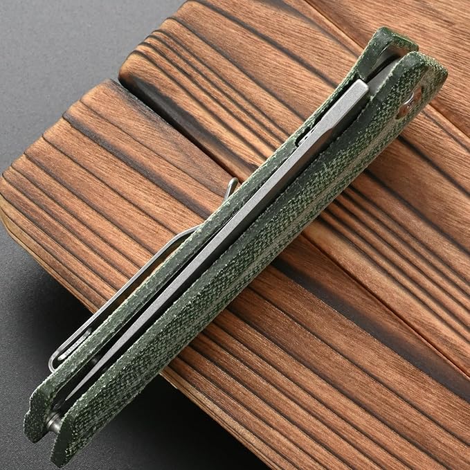 FF4 Folding Knife, AUS-10 Steel Blade Micarta Handle Knife for Outdoor Camping Hunting Fishing
