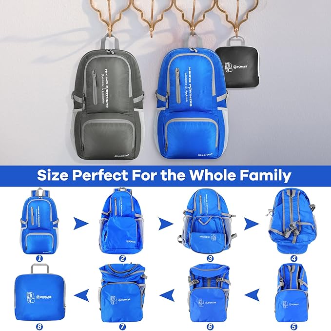 ZOMAKE Lightweight Packable Backpack, 35L Light Foldable Hiking Backpacks Water Resistant