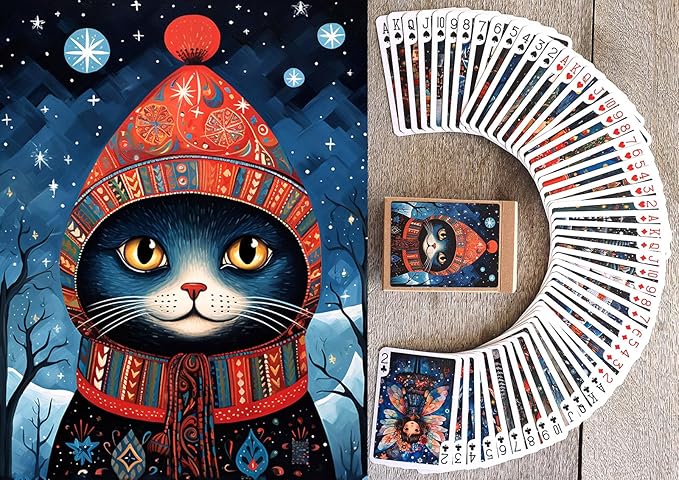 Fairytale Christmas Playing Cards (Poker Deck 54 Cards All Different) Naïve Art Adorable Christmas