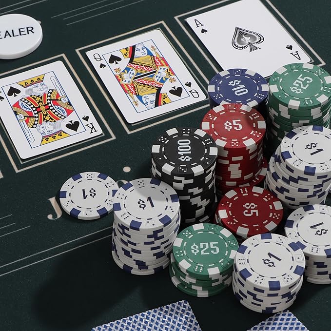 300Pcs Numbered Poker Chips Set for Texas Holdem,Blackjack, Tournaments with Aluminum Case,2 Decks
